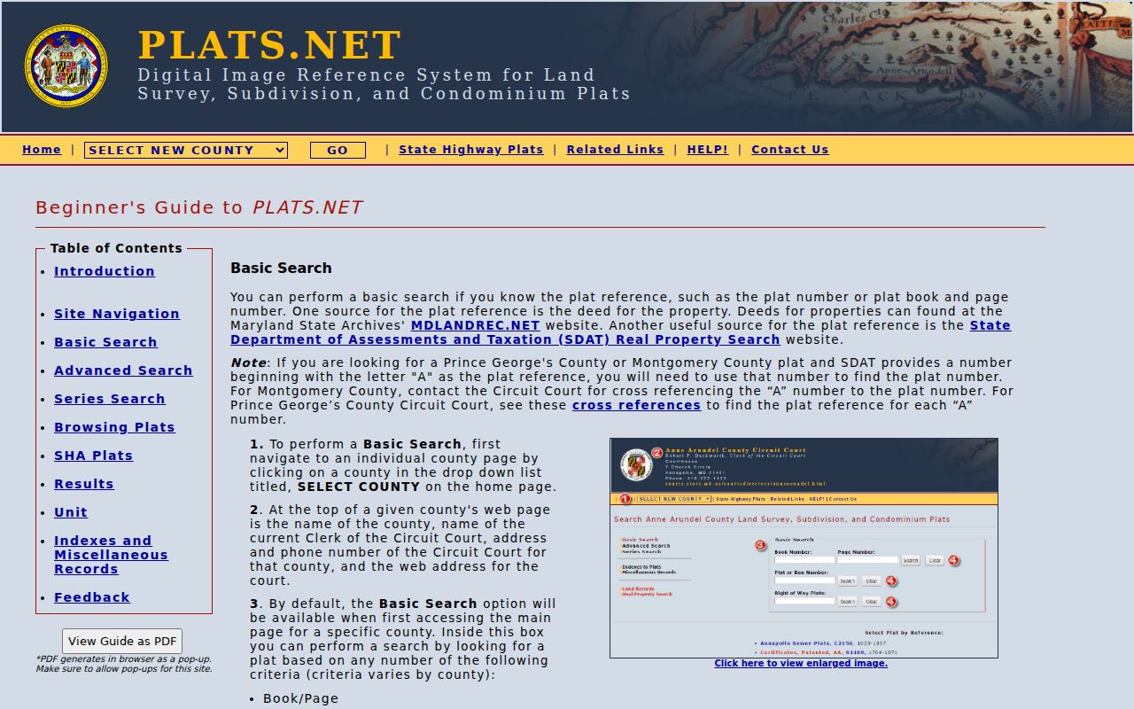 Hyattsville public records search screen for recorded plats
