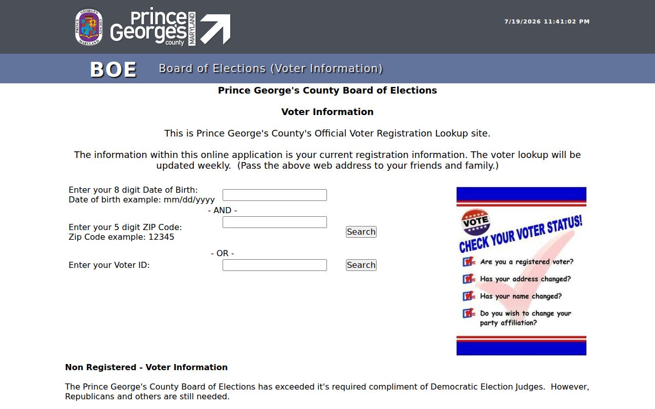 Hyattsville voter records lookup through Prince George's County